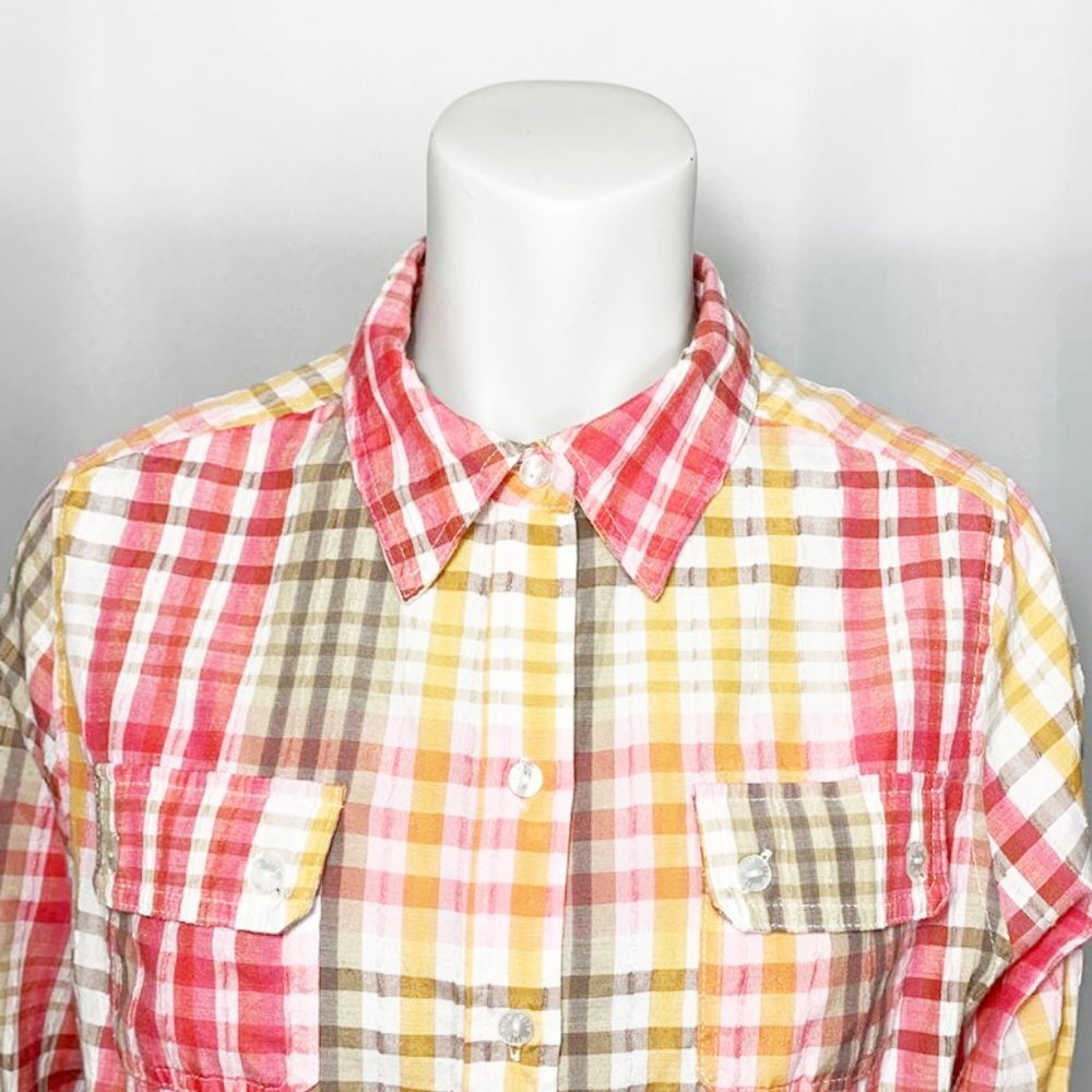 ALIA Plaid button down top - Picture 4 of 7